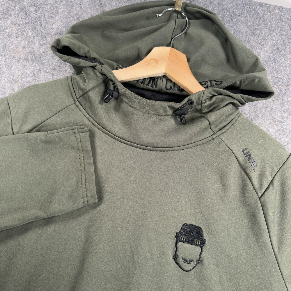 UNRL Hoodie Mens XL Green Performance Spittin Chiclets Barstool Hockey Pullover